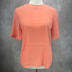 Vintage 80s/90s Carlisle 100% Silk Blouse/Top Women's Size 4 Coral Orange